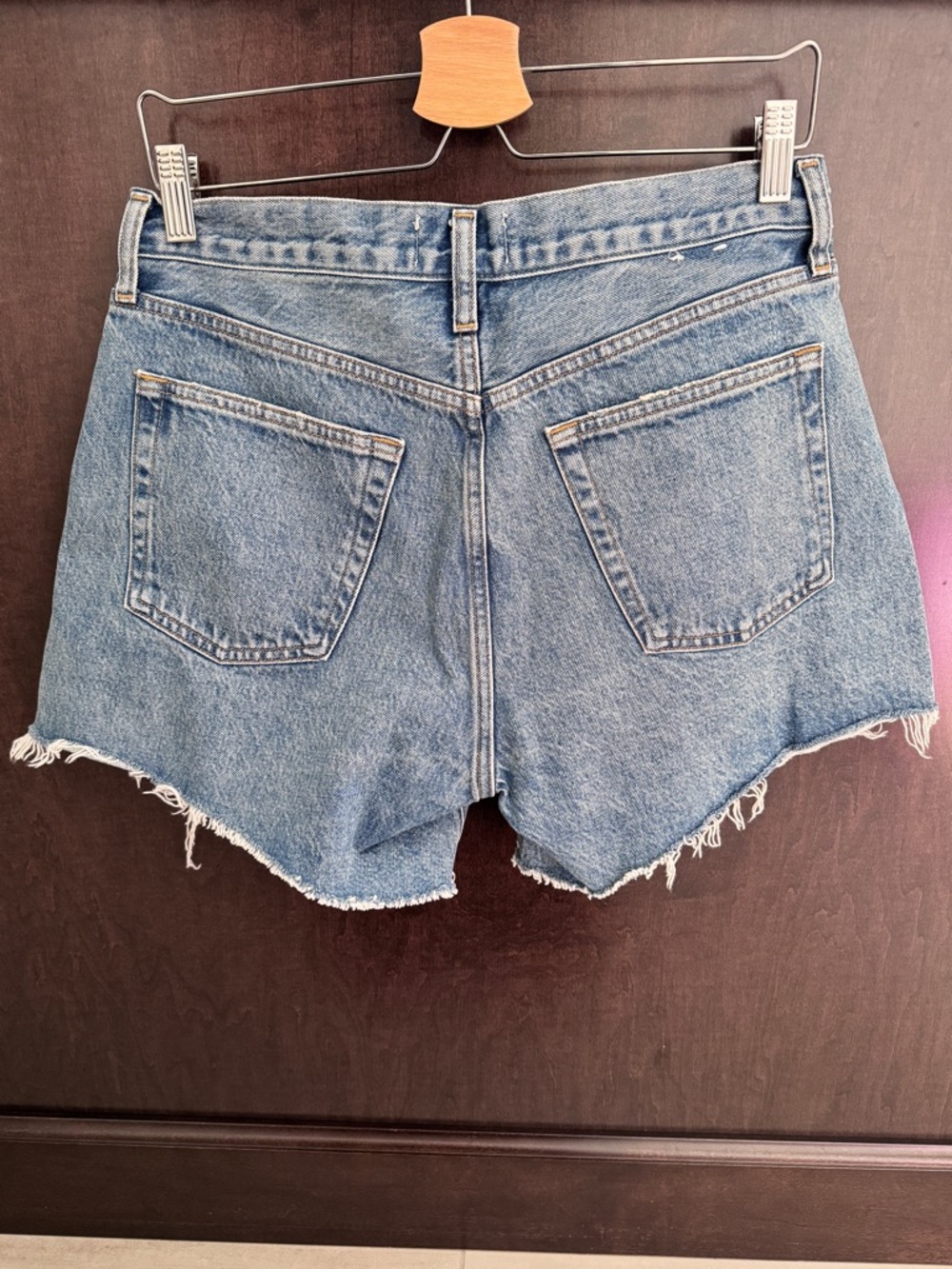 Agolde Light Blue High-Rise Denim Cutoff Shorts - Picture 2 of 8
